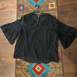 Investments Black sparkly  Blouse with Bell Sleeves